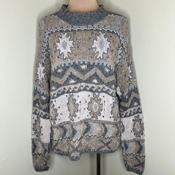 Robert Scott Sweaters - Vintage Robert Scott Sweater Large Womens Gray Linen Cotton Knitted By Hand 90s